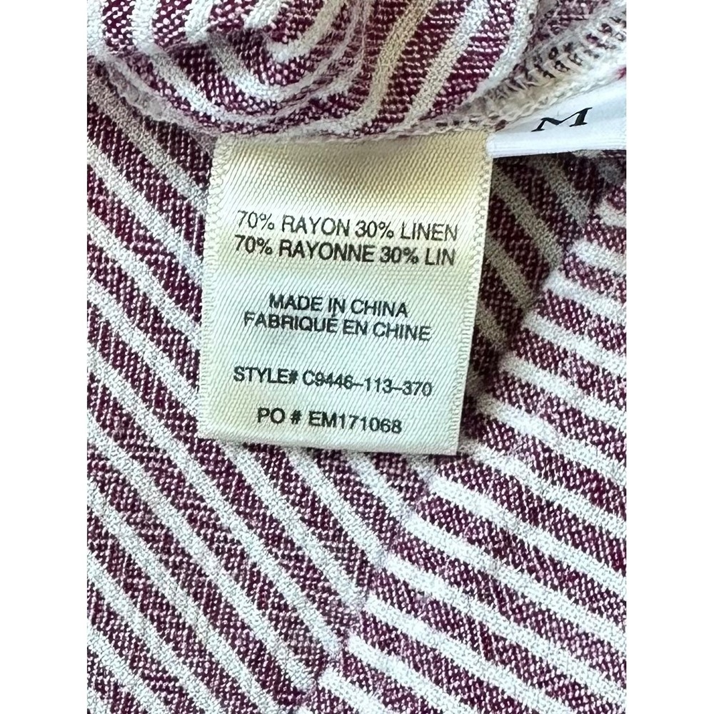 Cloth & Stone Striped Linen Blend Tie Front Button Down Beach Minimalist Boho - Picture 4 of 5